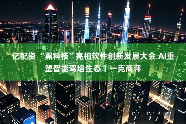 亿配资 “黑科技”亮相软件创新发展大会 AI重塑智能驾培生态丨一克商评