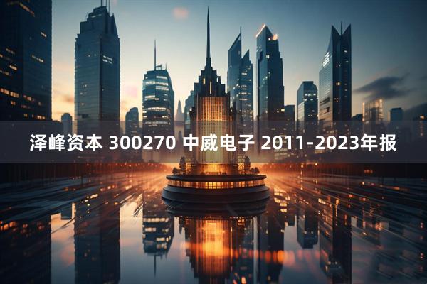 泽峰资本 300270 中威电子 2011-2023年报