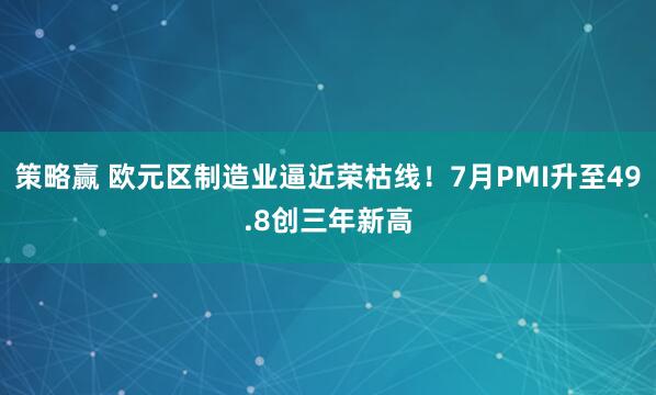 策略赢 欧元区制造业逼近荣枯线！7月PMI升至49.8创三年新高