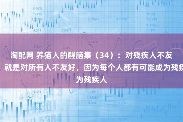 淘配网 养猫人的醒脑集(34):对残疾人不友好,就是对所有人不友好,因为每个人都有可能成为残疾人